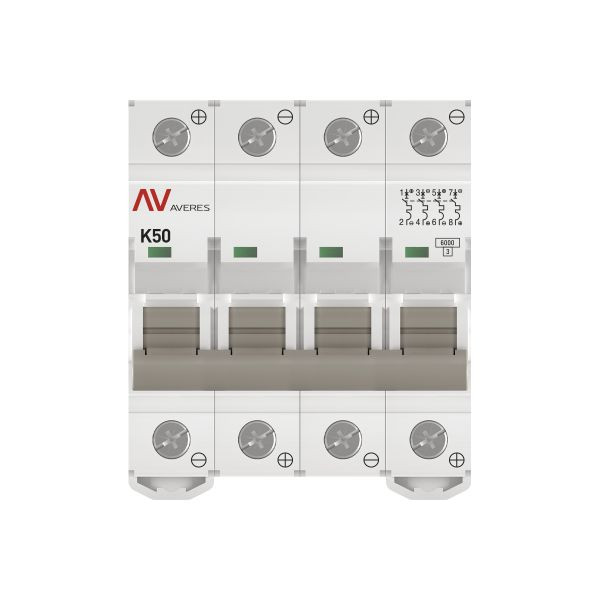 Выключатель автоматический AV-6 DC 4P 50A (K) 6kA EKF AVERES mcb6-DC-4-50K-av Выключатель автоматический AV-6 DC 4P 50A (K) 6kA EKF AVERES mcb6-DC-4-50K-av