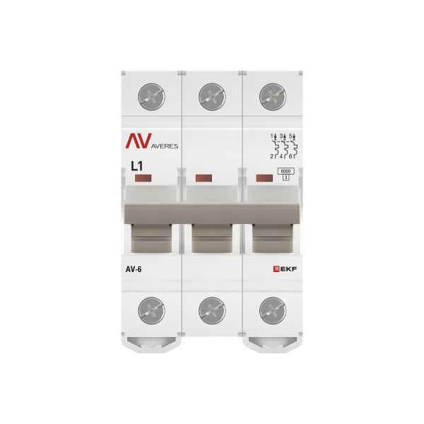 Выключатель автоматический AV-6 3P 1A (L) 6kA EKF AVERES mcb6-3-01L-av Выключатель автоматический AV-6 3P 1A (L) 6kA EKF AVERES mcb6-3-01L-av