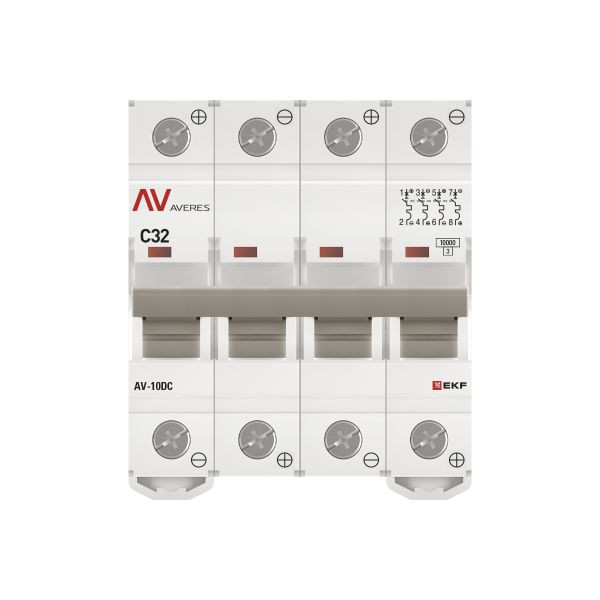 Выключатель автоматический AV-10 DC 4P 32A (C) 10kA EKF AVERES mcb10-DC-4-32C-av Выключатель автоматический AV-10 DC 4P 32A (C) 10kA EKF AVERES mcb10-DC-4-32C-av