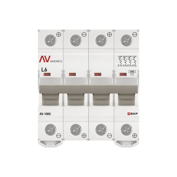 Выключатель автоматический AV-10 DC 4P 6A (L) 10kA EKF AVERES mcb10-DC-4-06L-av Выключатель автоматический AV-10 DC 4P 6A (L) 10kA EKF AVERES mcb10-DC-4-06L-av