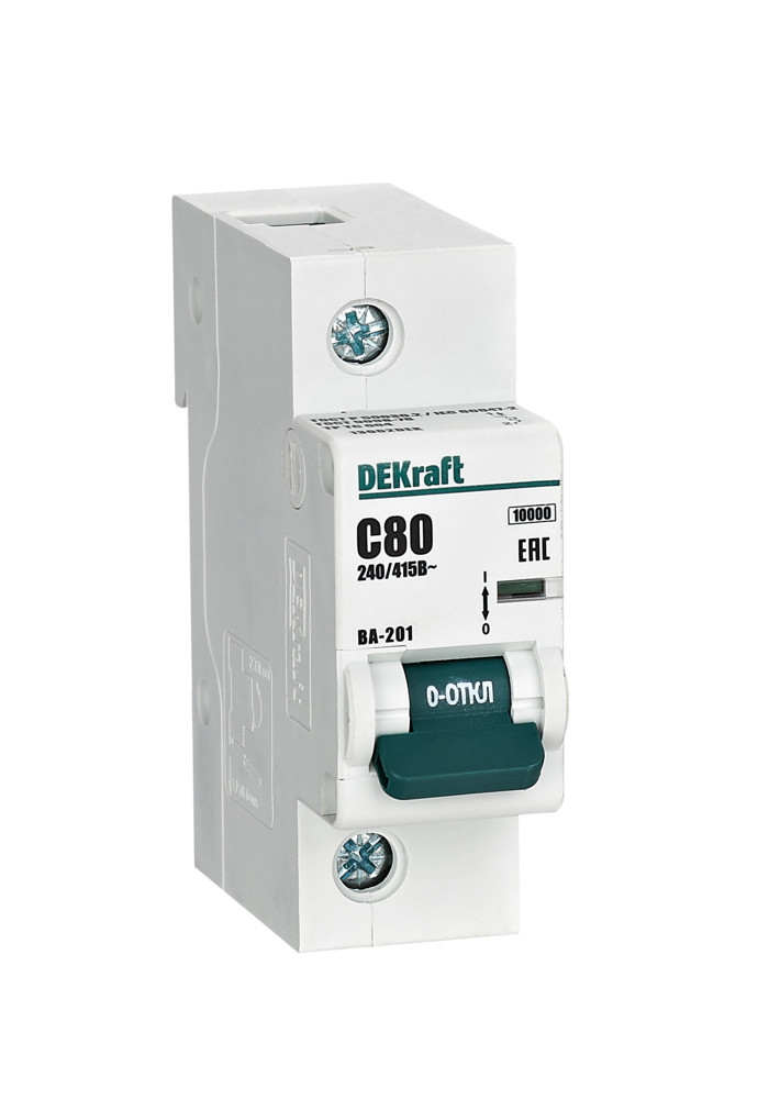 Автоматический выключатель 1Р 80А х-ка С ВА-201 10кА DEKraft 13002DEK Автоматический выключатель 1Р 80А х-ка С ВА-201 10кА DEKraft 13002DEK