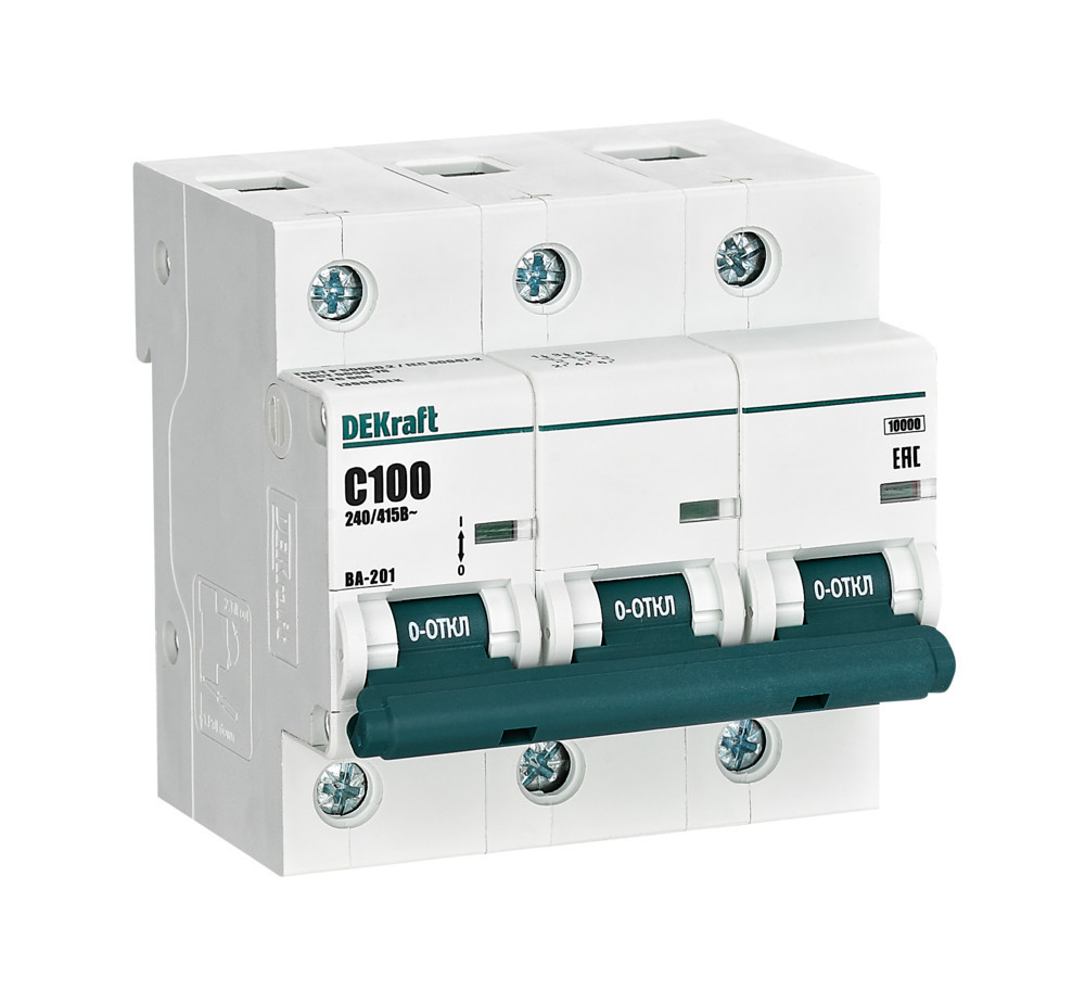 Автоматический выключатель 3Р 100А х-ка С ВА-201 10кА DEKraft 13009DEK Автоматический выключатель 3Р 100А х-ка С ВА-201 10кА DEKraft 13009DEK