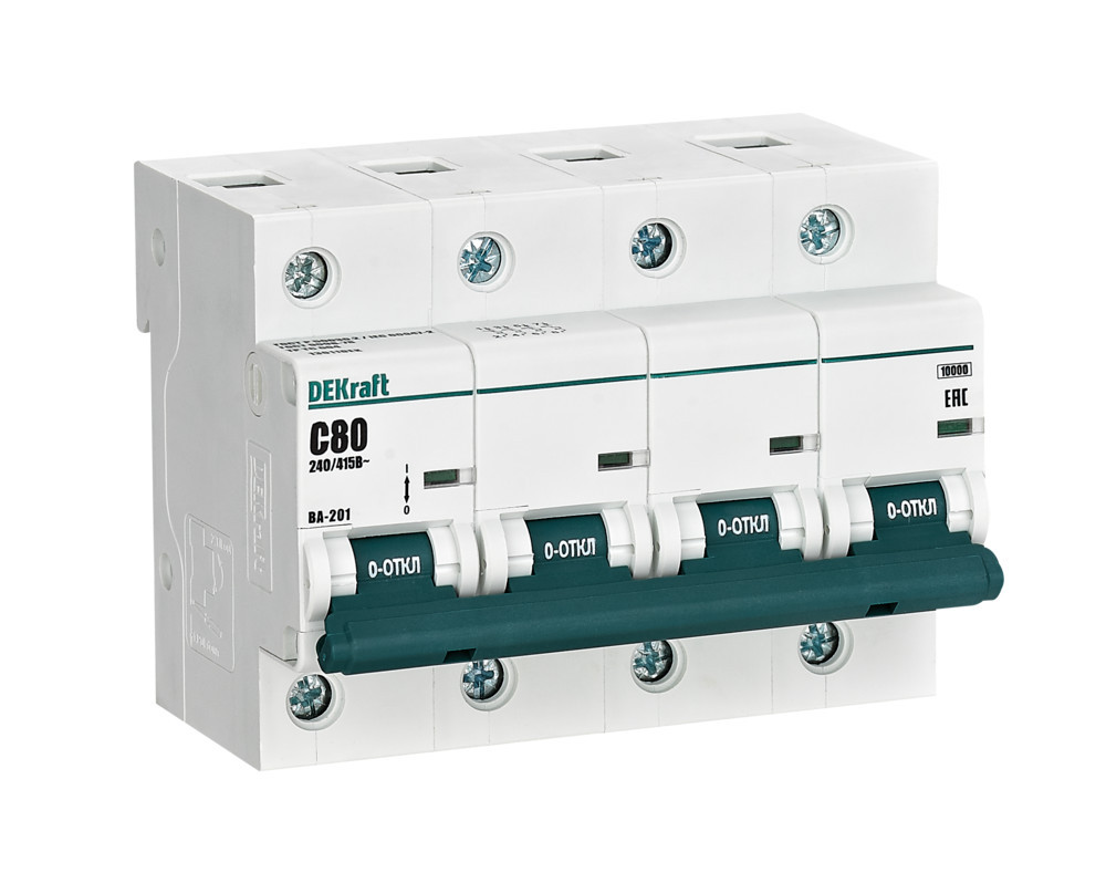 Автоматический выключатель 4Р 80А х-ка С ВА-201 10кА DEKraft 13011DEK Автоматический выключатель 4Р 80А х-ка С ВА-201 10кА DEKraft 13011DEK