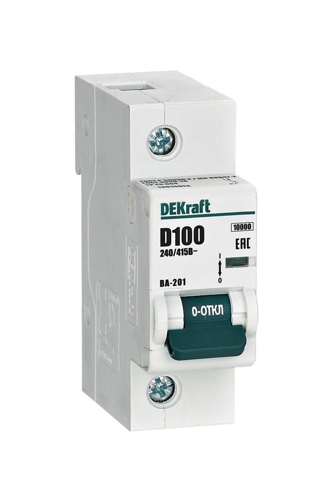 Автоматический выключатель 1Р 100А х-ка D ВА-201 10кА DEKraft 13015DEK Автоматический выключатель 1Р 100А х-ка D ВА-201 10кА DEKraft 13015DEK