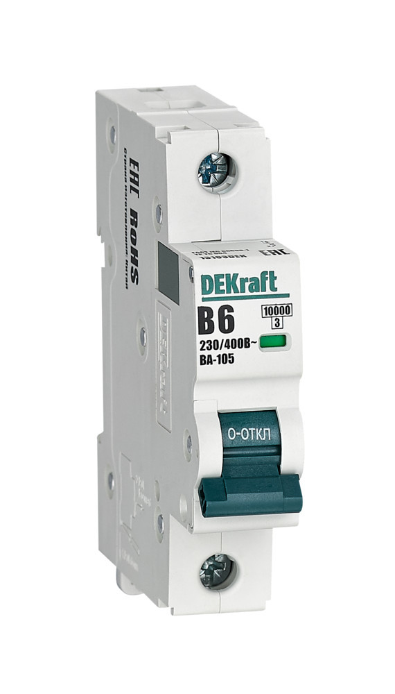 Автоматический выключатель 1P 6A х-ка B ВА-105 10кА DEKraft 13103DEK Автоматический выключатель 1P 6A х-ка B ВА-105 10кА DEKraft 13103DEK