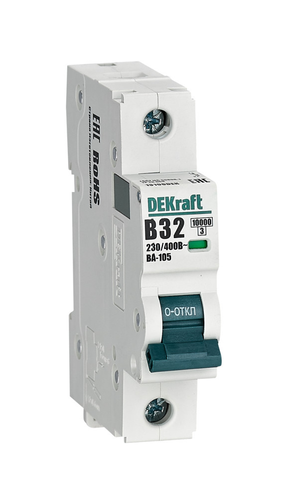 Автоматический выключатель 1P 32A х-ка B ВА-105 10кА DEKraft 13108DEK Автоматический выключатель 1P 32A х-ка B ВА-105 10кА DEKraft 13108DEK