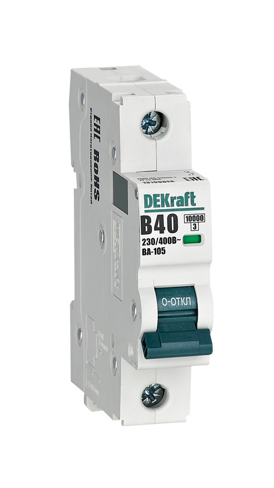 Автоматический выключатель 1P 40A х-ка B ВА-105 10кА DEKraft 13109DEK Автоматический выключатель 1P 40A х-ка B ВА-105 10кА DEKraft 13109DEK
