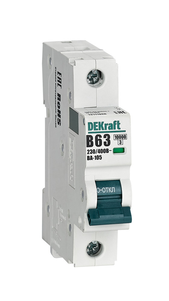 Автоматический выключатель 1P 50A х-ка B ВА-105 10кА DEKraft 13110DEK Автоматический выключатель 1P 50A х-ка B ВА-105 10кА DEKraft 13110DEK