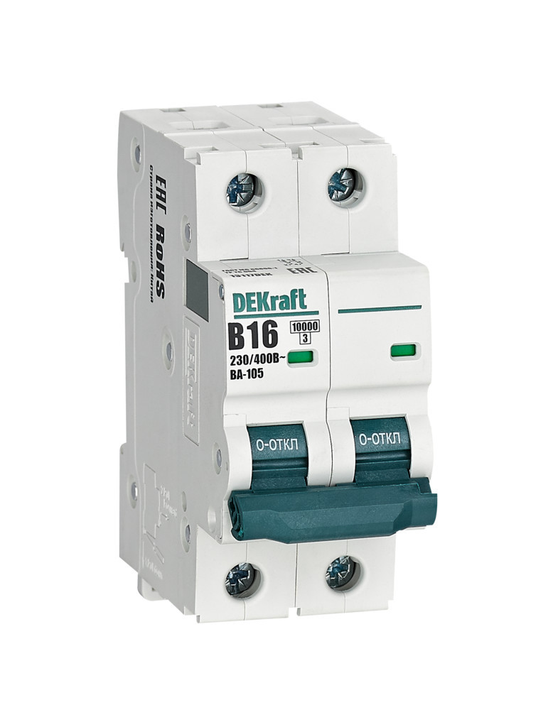 Автоматический выключатель 2P 16A х-ка B ВА-105 10кА DEKraft 13117DEK Автоматический выключатель 2P 16A х-ка B ВА-105 10кА DEKraft 13117DEK
