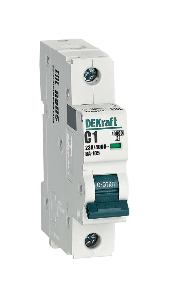 Автоматический выключатель 1P 1A х-ка C ВА-105 10кА DEKraft 13148DEK Автоматический выключатель 1P 1A х-ка C ВА-105 10кА DEKraft 13148DEK
