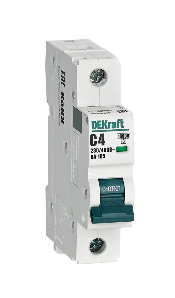 Автоматический выключатель 1P 4A х-ка C ВА-105 10кА DEKraft 13150DEK Автоматический выключатель 1P 4A х-ка C ВА-105 10кА DEKraft 13150DEK