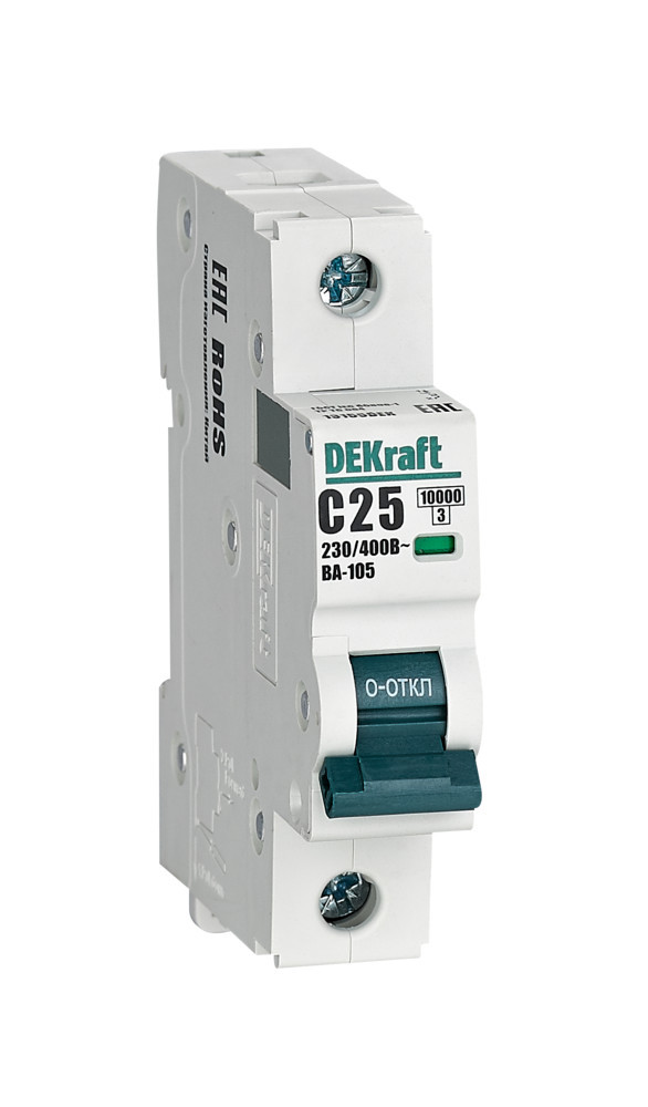 Автоматический выключатель 1P 25A х-ка C ВА-105 10кА DEKraft 13155DEK Автоматический выключатель 1P 25A х-ка C ВА-105 10кА DEKraft 13155DEK