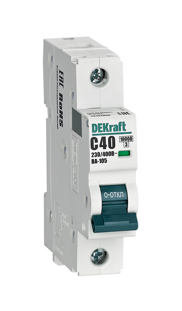 Автоматический выключатель 1P 40A х-ка C ВА-105 10кА DEKraft 13157DEK Автоматический выключатель 1P 40A х-ка C ВА-105 10кА DEKraft 13157DEK