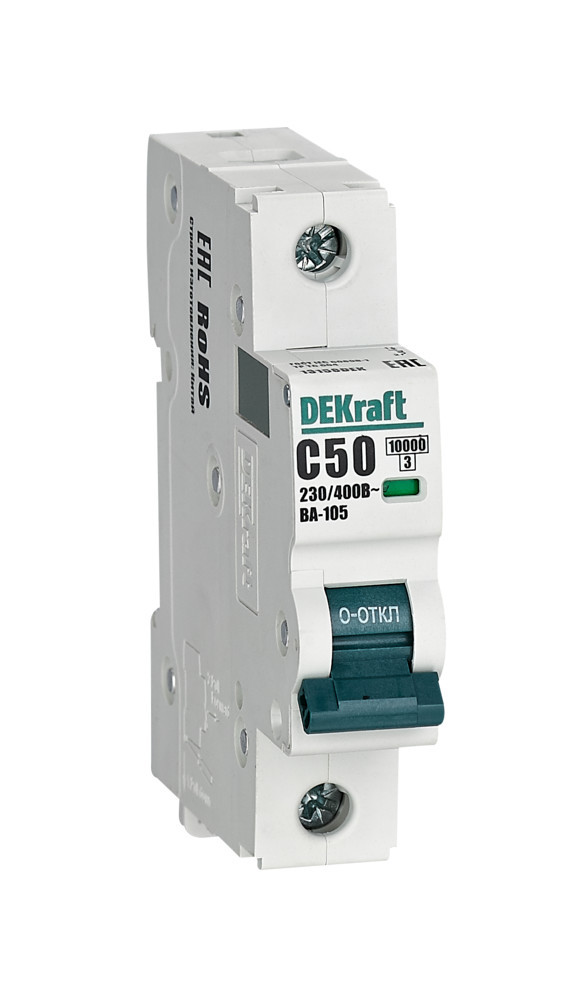 Автоматический выключатель 1P 50A х-ка C ВА-105 10кА DEKraft 13158DEK Автоматический выключатель 1P 50A х-ка C ВА-105 10кА DEKraft 13158DEK