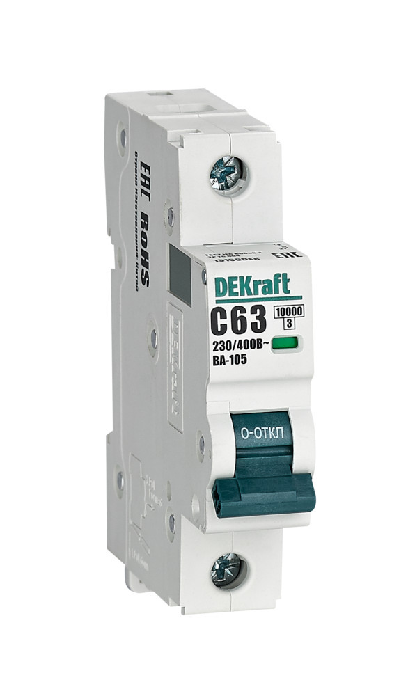 Автоматический выключатель 1P 63A х-ка C ВА-105 10кА DEKraft 13159DEK Автоматический выключатель 1P 63A х-ка C ВА-105 10кА DEKraft 13159DEK