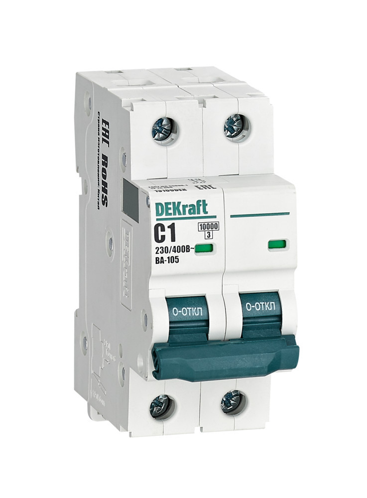 Автоматический выключатель 2P 1A х-ка C ВА-105 10кА DEKraft 13160DEK Автоматический выключатель 2P 1A х-ка C ВА-105 10кА DEKraft 13160DEK