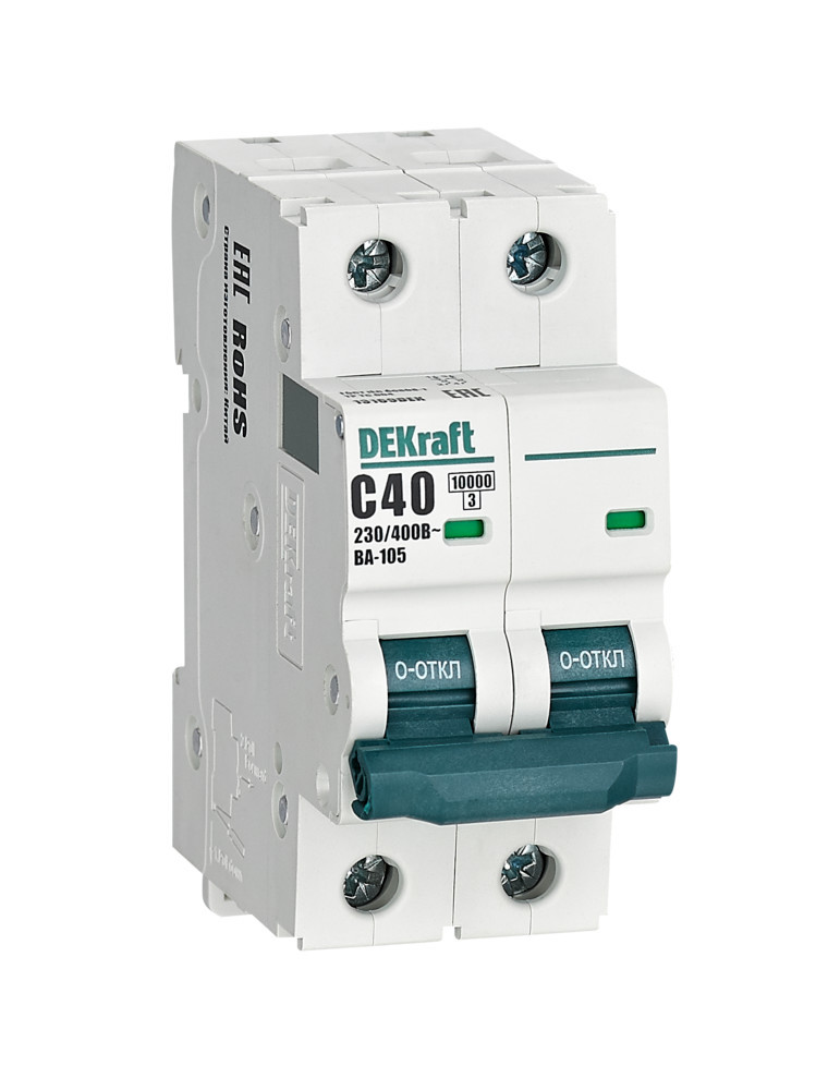 Автоматический выключатель 2P 40A х-ка C ВА-105 10кА DEKraft 13169DEK Автоматический выключатель 2P 40A х-ка C ВА-105 10кА DEKraft 13169DEK