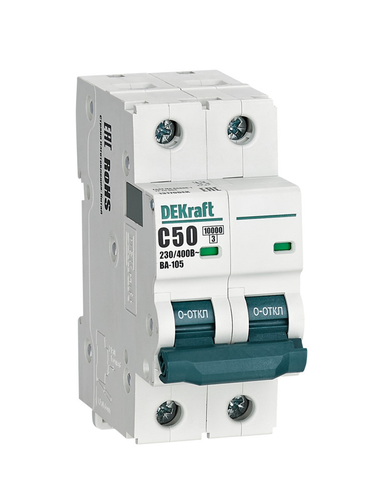 Автоматический выключатель 2P 50A х-ка C ВА-105 10кА DEKraft 13170DEK Автоматический выключатель 2P 50A х-ка C ВА-105 10кА DEKraft 13170DEK