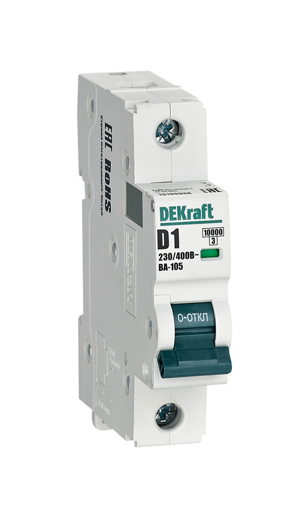 Автоматический выключатель 1P 1A х-ка D ВА-105 10кА DEKraft 13196DEK Автоматический выключатель 1P 1A х-ка D ВА-105 10кА DEKraft 13196DEK