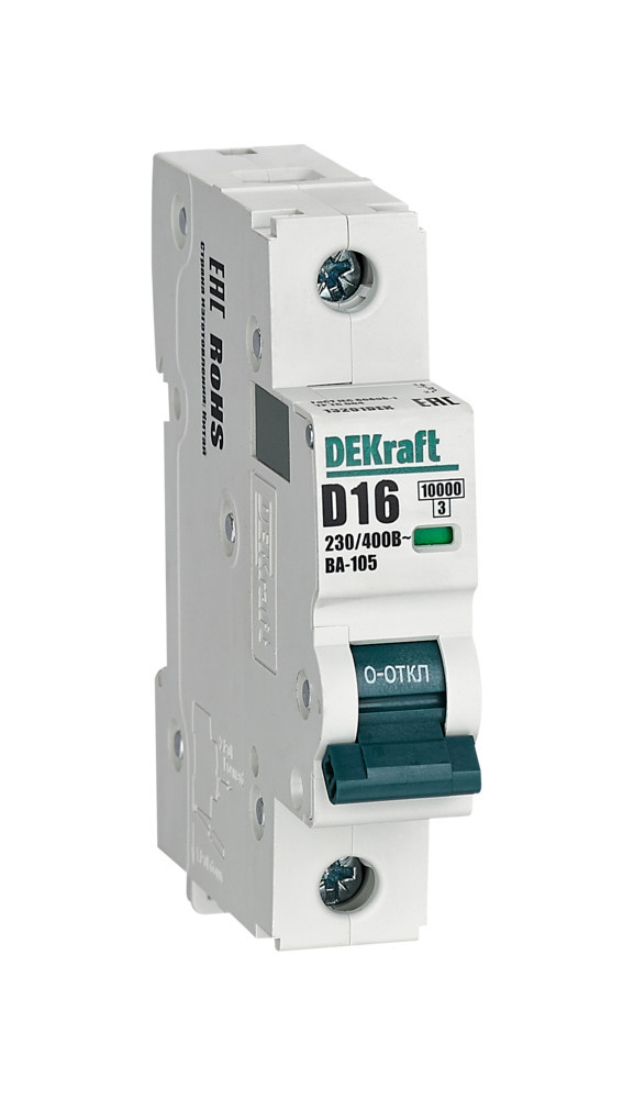 Автоматический выключатель 1P 16A х-ка D ВА-105 10кА DEKraft 13201DEK Автоматический выключатель 1P 16A х-ка D ВА-105 10кА DEKraft 13201DEK