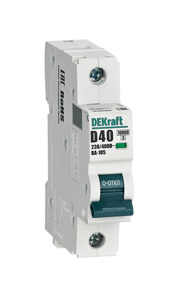 Автоматический выключатель 1P 40A х-ка D ВА-105 10кА DEKraft 13205DEK Автоматический выключатель 1P 40A х-ка D ВА-105 10кА DEKraft 13205DEK