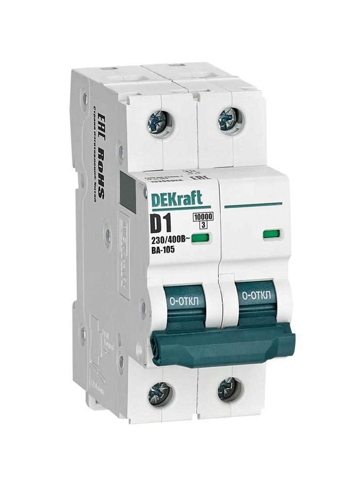 Автоматический выключатель 2P 1A х-ка D ВА-105 10кА DEKraft 13208DEK Автоматический выключатель 2P 1A х-ка D ВА-105 10кА DEKraft 13208DEK
