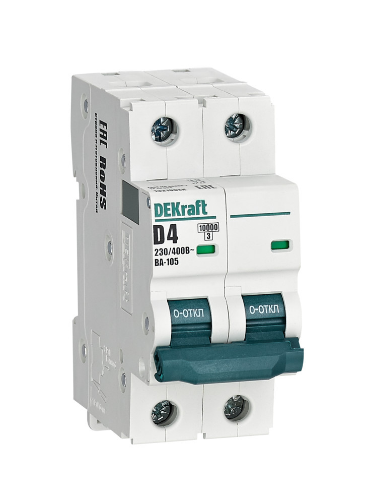 Автоматический выключатель 2P 4A х-ка D ВА-105 10кА DEKraft 13210DEK Автоматический выключатель 2P 4A х-ка D ВА-105 10кА DEKraft 13210DEK