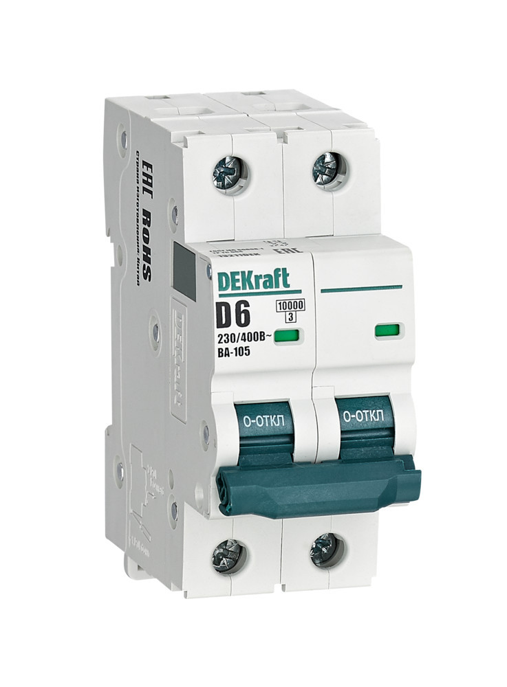 Автоматический выключатель 2P 6A х-ка D ВА-105 10кА DEKraft 13211DEK Автоматический выключатель 2P 6A х-ка D ВА-105 10кА DEKraft 13211DEK