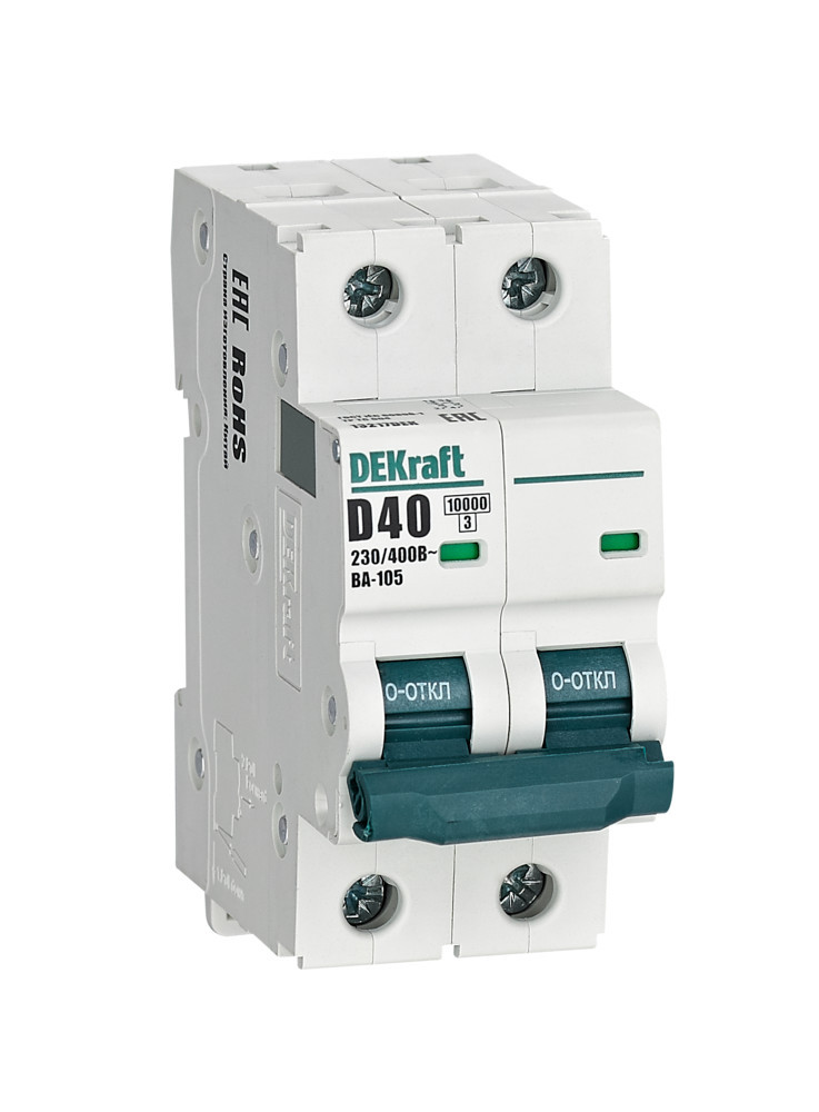Автоматический выключатель 2P 40A х-ка D ВА-105 10кА DEKraft 13217DEK Автоматический выключатель 2P 40A х-ка D ВА-105 10кА DEKraft 13217DEK