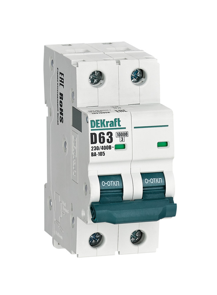 Автоматический выключатель 2P 63A х-ка D ВА-105 10кА DEKraft 13219DEK Автоматический выключатель 2P 63A х-ка D ВА-105 10кА DEKraft 13219DEK