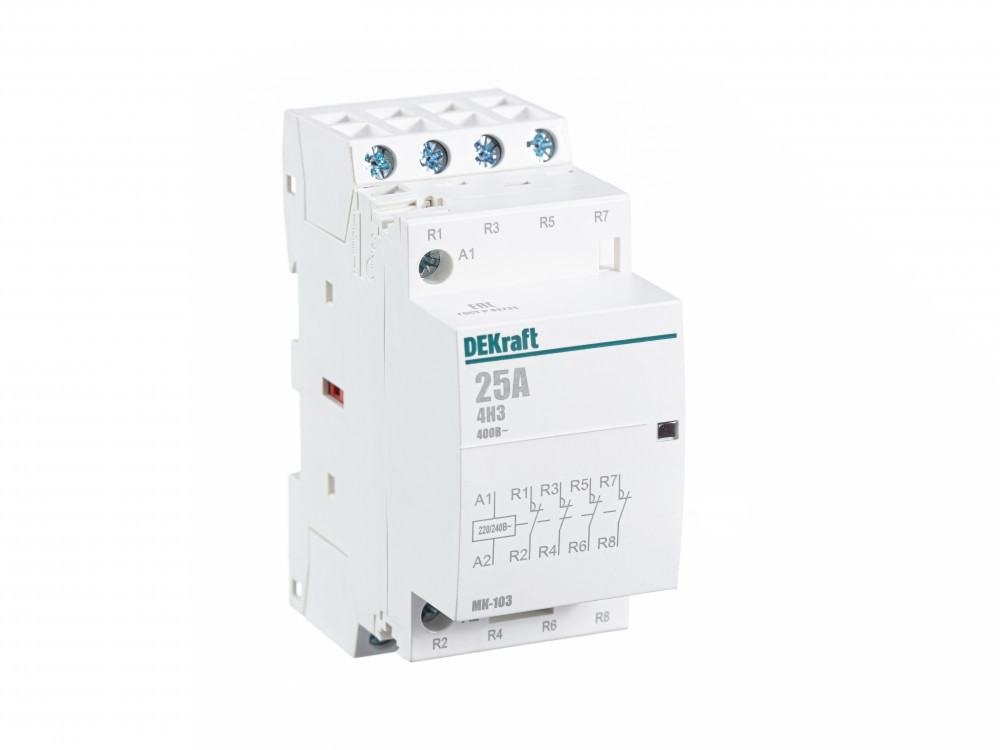 Модульный контактор 4НЗ 25А 230В МК-103 DEKraft 18070DEK Модульный контактор 4НЗ 25А 230В МК-103 DEKraft 18070DEK