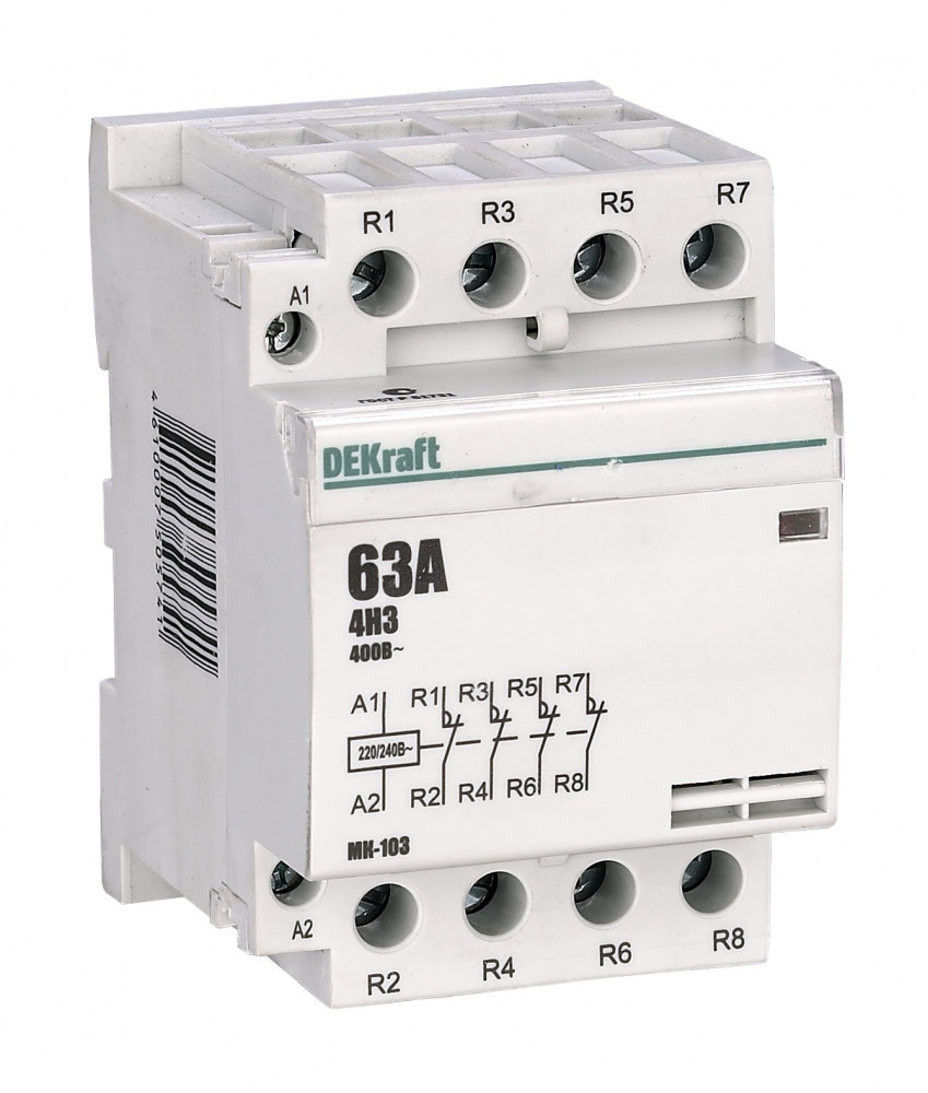 Модульный контактор 4НЗ 63А 230В МК-103 DEKraft 18091DEK Модульный контактор 4НЗ 63А 230В МК-103 DEKraft 18091DEK