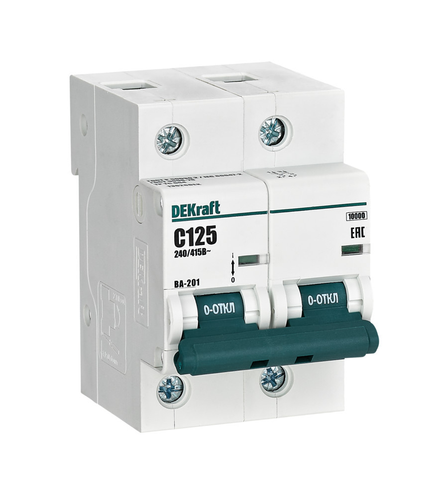 Автоматический выключатель 2Р 125А х-ка С ВА-201 10кА DEKraft 13026DEK Автоматический выключатель 2Р 125А х-ка С ВА-201 10кА DEKraft 13026DEK