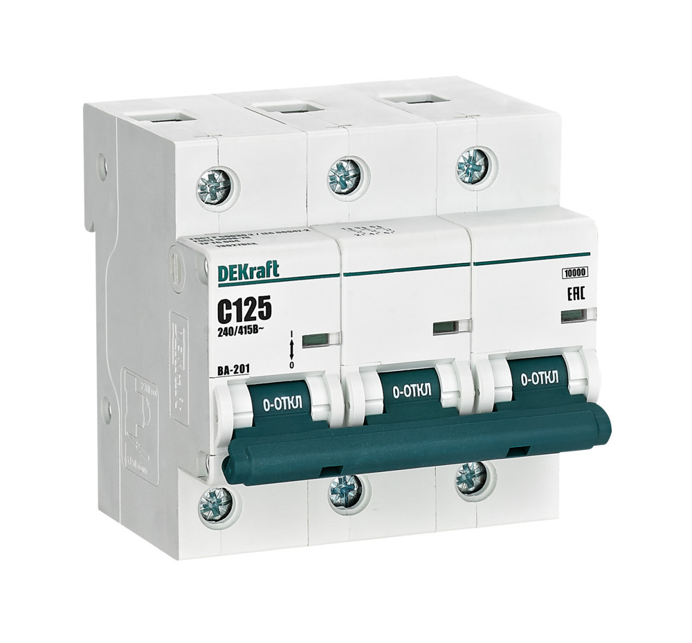 Автоматический выключатель 3Р 125А х-ка С ВА-201 10кА DEKraft 13027DEK Автоматический выключатель 3Р 125А х-ка С ВА-201 10кА DEKraft 13027DEK