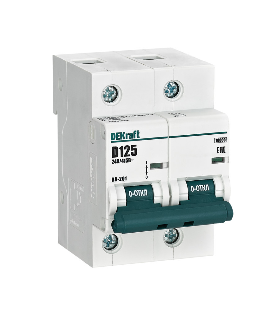 Автоматический выключатель 2Р 125А х-ка D ВА-201 10кА DEKraft 13030DEK Автоматический выключатель 2Р 125А х-ка D ВА-201 10кА DEKraft 13030DEK