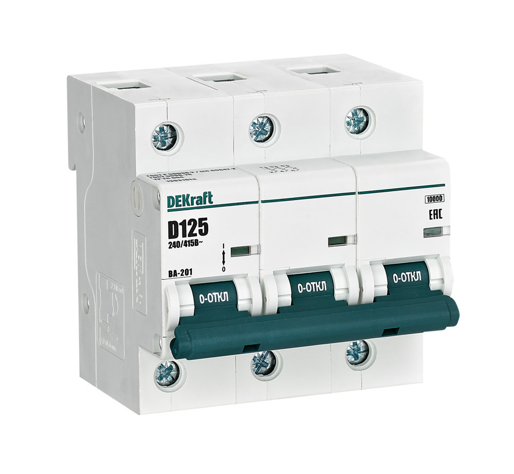 Автоматический выключатель 3Р 125А х-ка D ВА-201 10кА DEKraft 13031DEK Автоматический выключатель 3Р 125А х-ка D ВА-201 10кА DEKraft 13031DEK