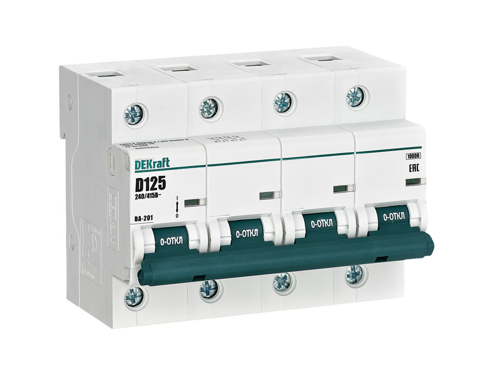 Автоматический выключатель 4Р 125А х-ка D ВА-201 10кА DEKraft 13032DEK Автоматический выключатель 4Р 125А х-ка D ВА-201 10кА DEKraft 13032DEK