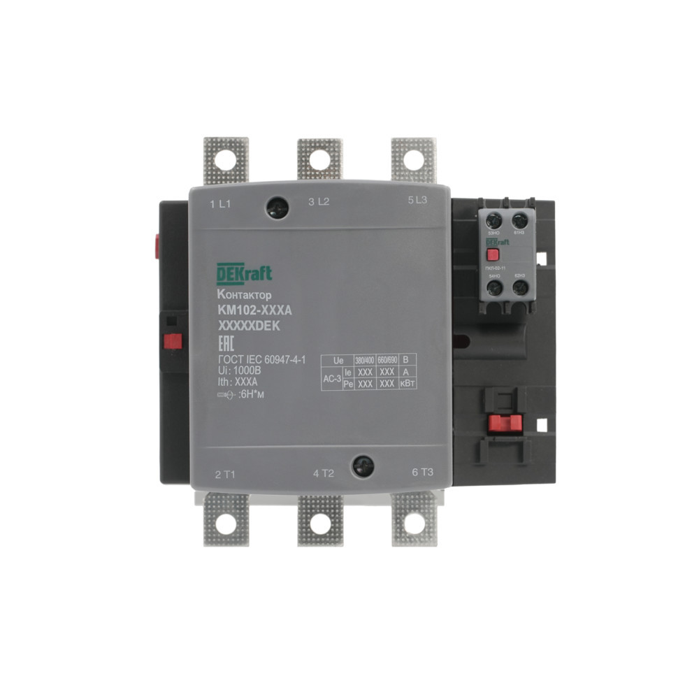 Контактор 185А 110В_АС АС3_ АС4 1НО+1НЗ КМ-102 DEKraft 21948DEK Контактор 185А 110В_АС АС3_ АС4 1НО+1НЗ КМ-102 DEKraft 21948DEK