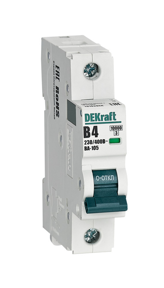 Автоматический выключатель 1P 4A х-ка B ВА-105 10кА DEKraft 13102DEK Автоматический выключатель 1P 4A х-ка B ВА-105 10кА DEKraft 13102DEK