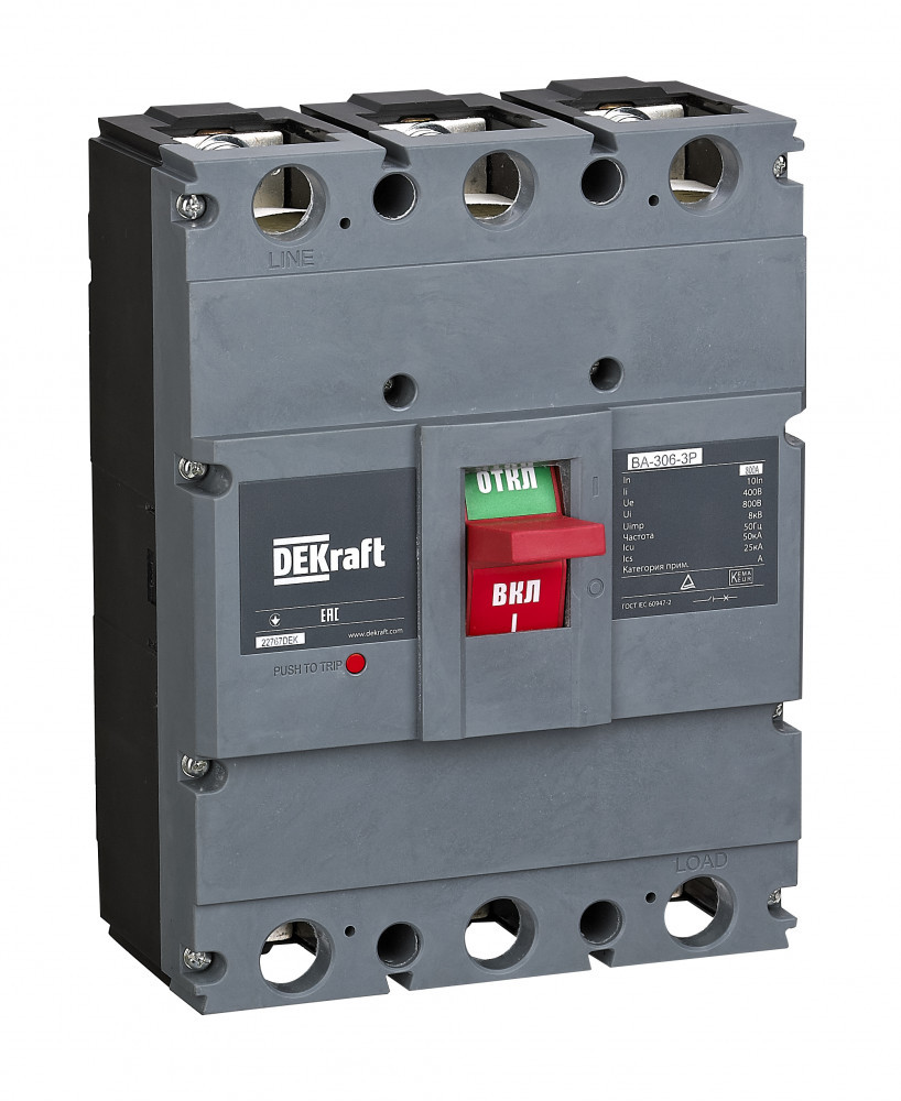 Силовой Автоматический выключатель 3P 700А 50кА ВА-306 DEKraft 22766DEK Силовой Автоматический выключатель 3P 700А 50кА ВА-306 DEKraft 22766DEK