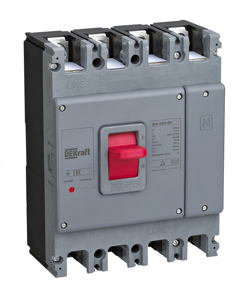 Силовой Автоматический выключатель 4P 400А 35кА ВА-305 DEKraft 22793DEK Силовой Автоматический выключатель 4P 400А 35кА ВА-305 DEKraft 22793DEK