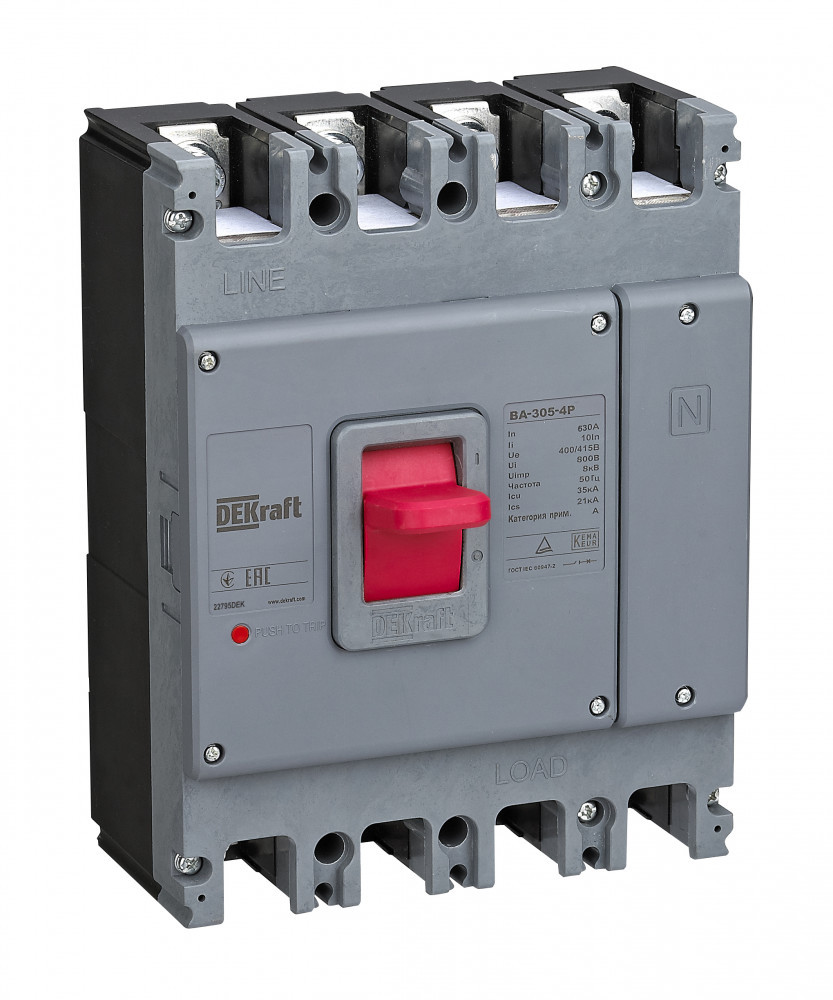 Силовой Автоматический выключатель 4P 500А 35кА ВА-305 DEKraft 22794DEK Силовой Автоматический выключатель 4P 500А 35кА ВА-305 DEKraft 22794DEK