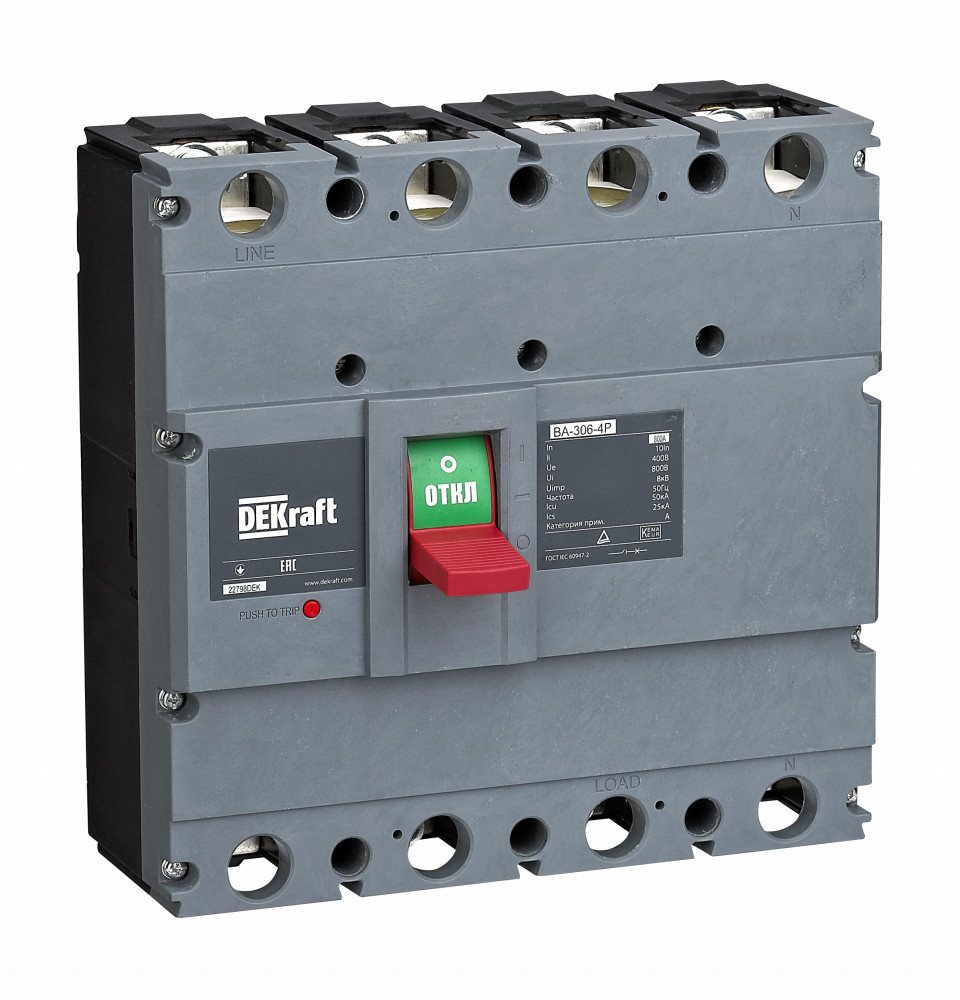Силовой Автоматический выключатель 4P 800А 50кА ВА-306 DEKraft 22798DEK Силовой Автоматический выключатель 4P 800А 50кА ВА-306 DEKraft 22798DEK