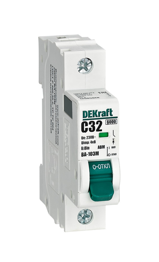 Автоматический выключатель без теплозащиты 1P 32А х-ка C 6кА ВА-103M DEKraft 12505DEK Автоматический выключатель без теплозащиты 1P 32А х-ка C 6кА ВА-103M DEKraft 12505DEK