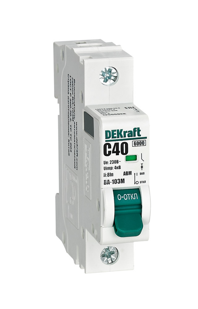 Автоматический выключатель без теплозащиты 1P 40А х-ка C 6кА ВА-103M DEKraft 12506DEK Автоматический выключатель без теплозащиты 1P 40А х-ка C 6кА ВА-103M DEKraft 12506DEK