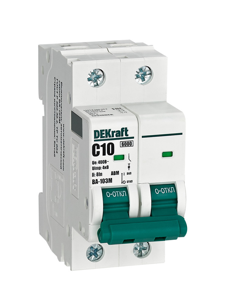 Автоматический выключатель без теплозащиты 2P 10А х-ка C 6кА ВА-103M DEKraft 12510DEK Автоматический выключатель без теплозащиты 2P 10А х-ка C 6кА ВА-103M DEKraft 12510DEK