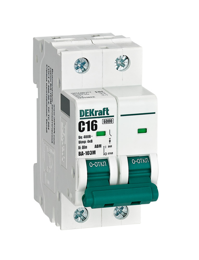 Автоматический выключатель без теплозащиты 2P 16А х-ка C 6кА ВА-103M DEKraft 12511DEK Автоматический выключатель без теплозащиты 2P 16А х-ка C 6кА ВА-103M DEKraft 12511DEK