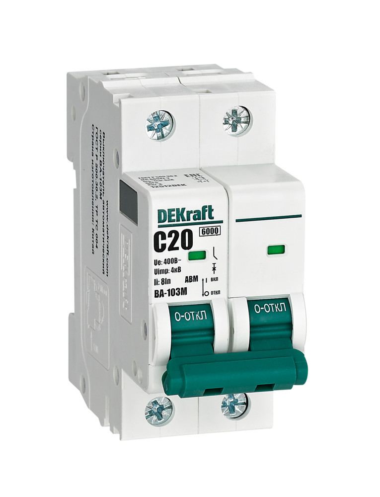 Автоматический выключатель без теплозащиты 2P 20А х-ка C 6кА ВА-103M DEKraft 12512DEK Автоматический выключатель без теплозащиты 2P 20А х-ка C 6кА ВА-103M DEKraft 12512DEK
