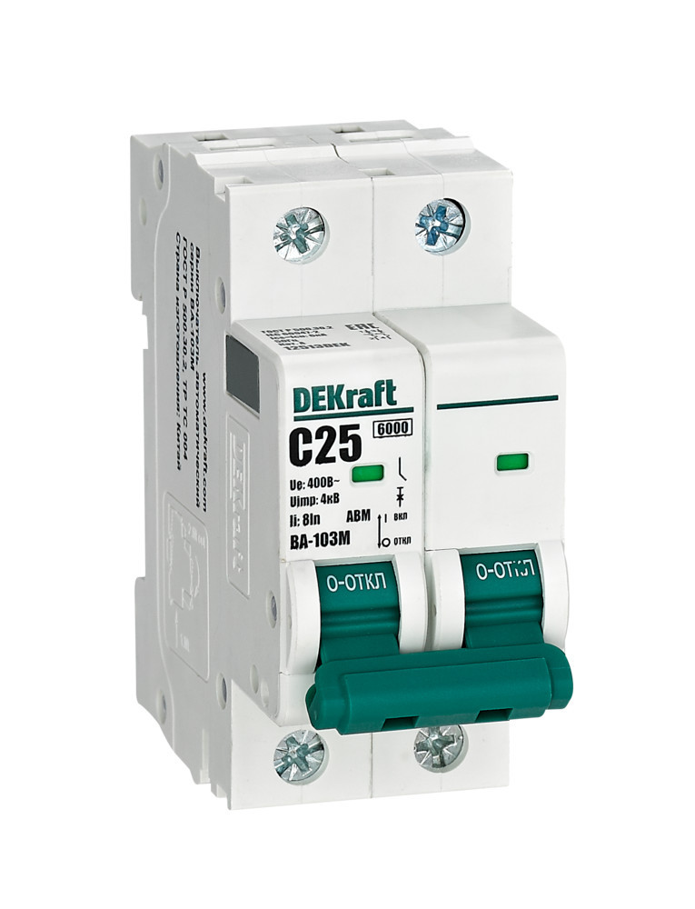 Автоматический выключатель без теплозащиты 2P 25А х-ка C 6кА ВА-103M DEKraft 12513DEK Автоматический выключатель без теплозащиты 2P 25А х-ка C 6кА ВА-103M DEKraft 12513DEK