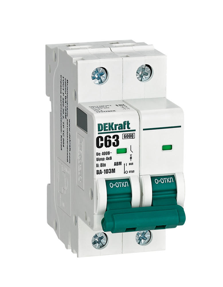 Автоматический выключатель без теплозащиты 2P 63А х-ка C 6кА ВА-103M DEKraft 12517DEK Автоматический выключатель без теплозащиты 2P 63А х-ка C 6кА ВА-103M DEKraft 12517DEK